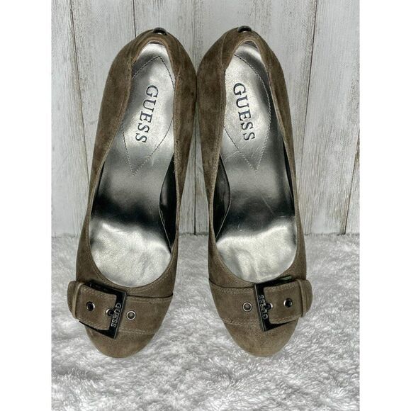 Guess Suede High Heels Pumps Buckle 7.5M - Picture 3 of 10